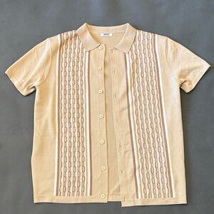 Men's Tan Knit Shirt and Shorts Set